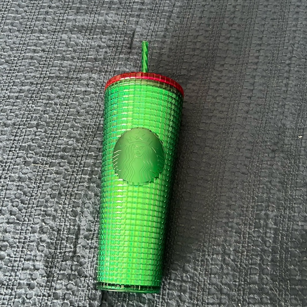 Starbucks 24oz Iridescent Green and Pink Tumbler w/ Straw